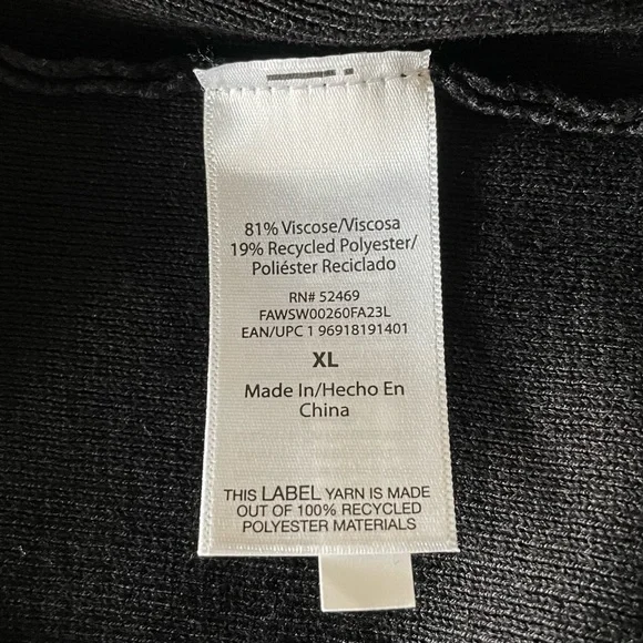 Free Assembly Ribbed Midi Sweater Dress Women’s XL Black White Trim Sleeveless - Picture 14 of 15